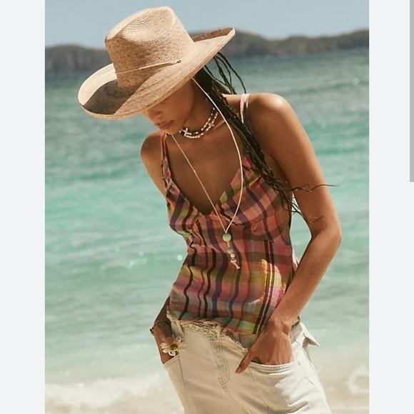 Free People Plaid Halter Top - Picture 1 of 5
